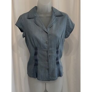 Emma James Woman's Cotton Denim Blouse Size P8 NWT